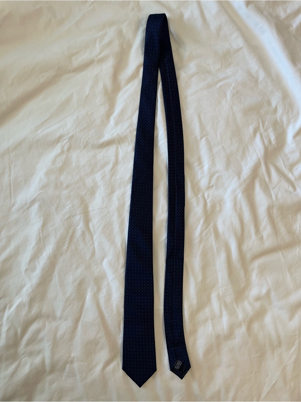 The Tie Bar Navy Textured Geometric Tie - Picture 2 of 7